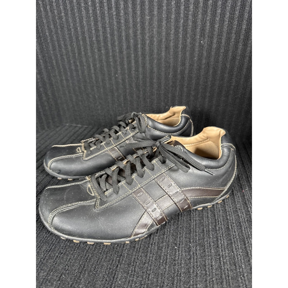 Skechers Mens 60488 Black Leather Lace Up Casual Oxford Shoes Size 11.5